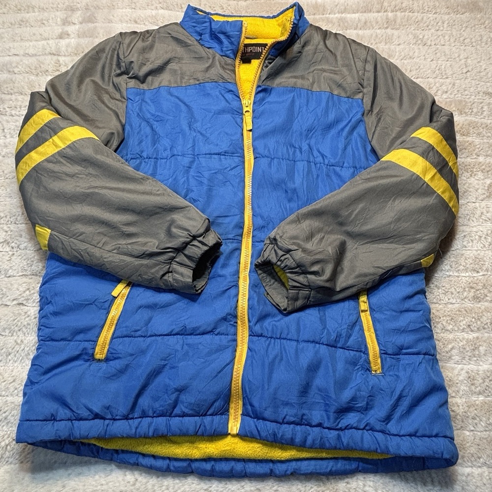 Northpoint Boy's Size Large 14/16 Gray,‎ Yellow, & Blue Zip Snow Coat Jacket